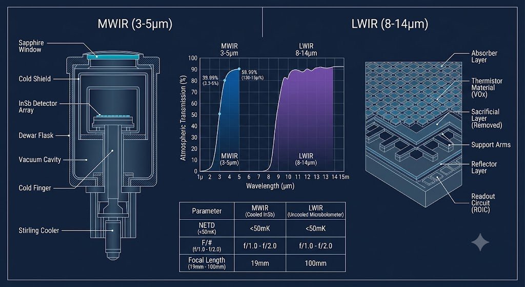 MWIR and LWIR spectral bands comparison
