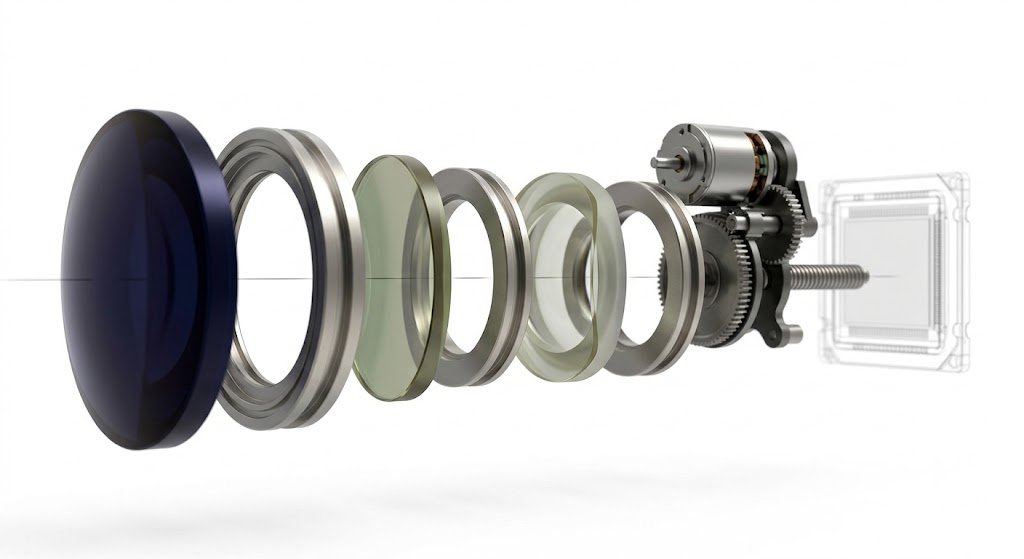 Exploded view of multi-element LWIR lens assembly